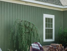 Green vertical siding