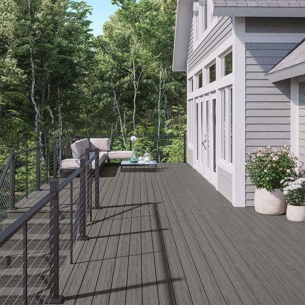porch with gray house