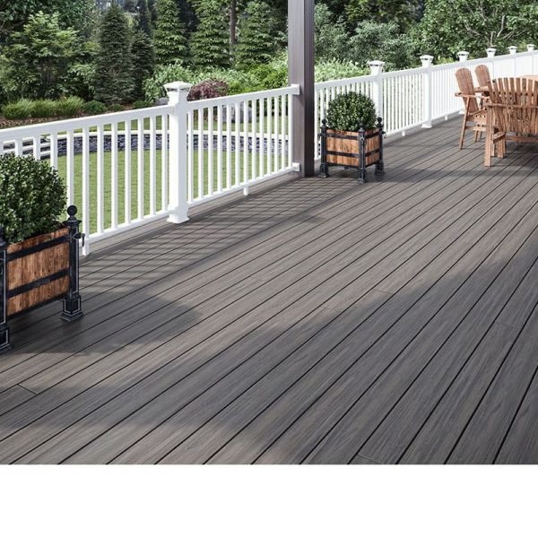 long deck with white railing