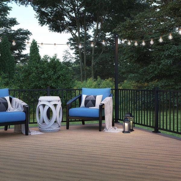 Tan deck leading into a forest
